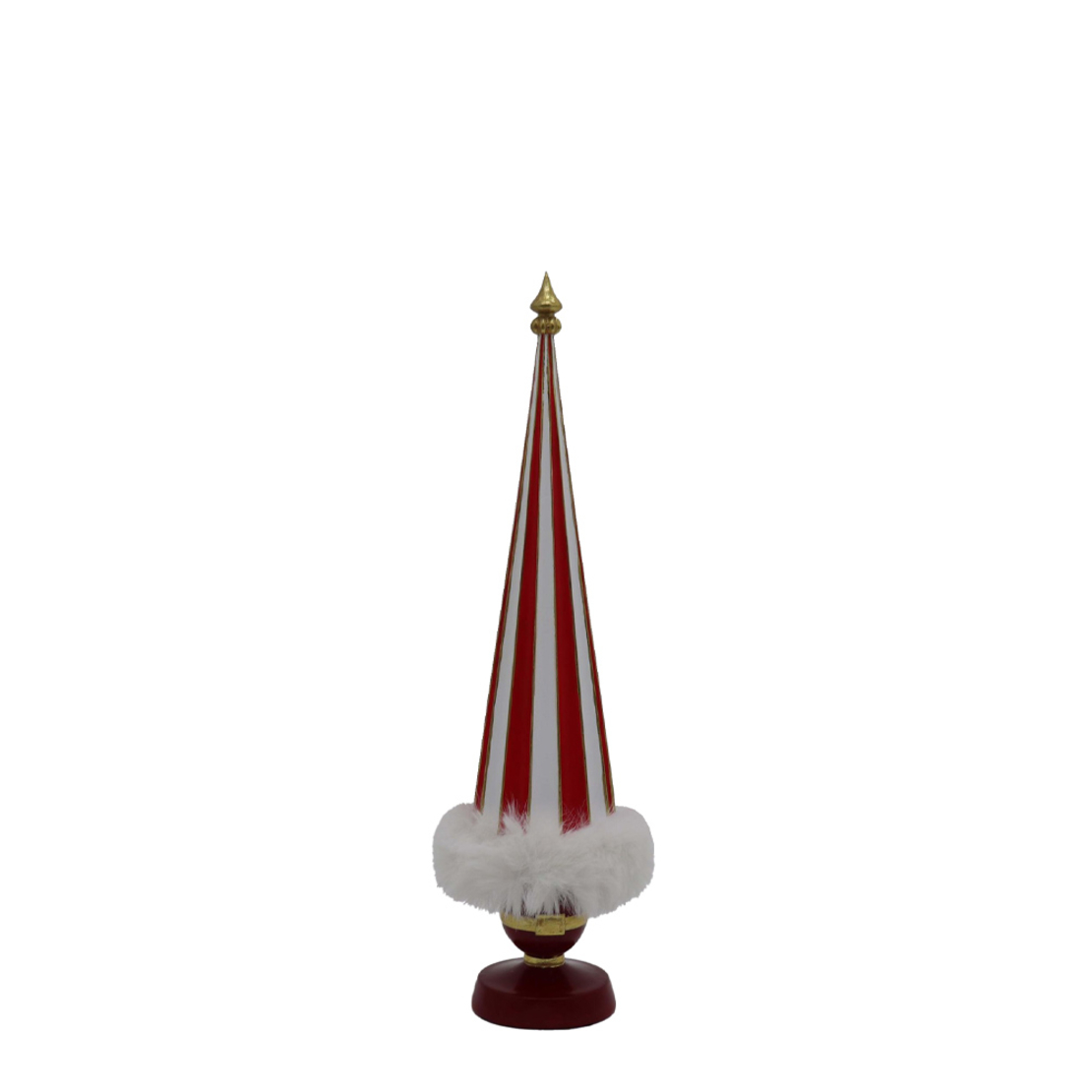 XMAS RED TREE FUR M DECO POLYRESIN WHITE RED GOLD