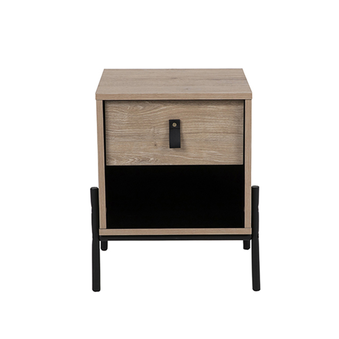 STUDY NIGHTSTAND 1DRAWER CHIPBOARD WITH MELAMINE CARTA SONOMA DECAPE METAL BLACK BLACK E1 PRC