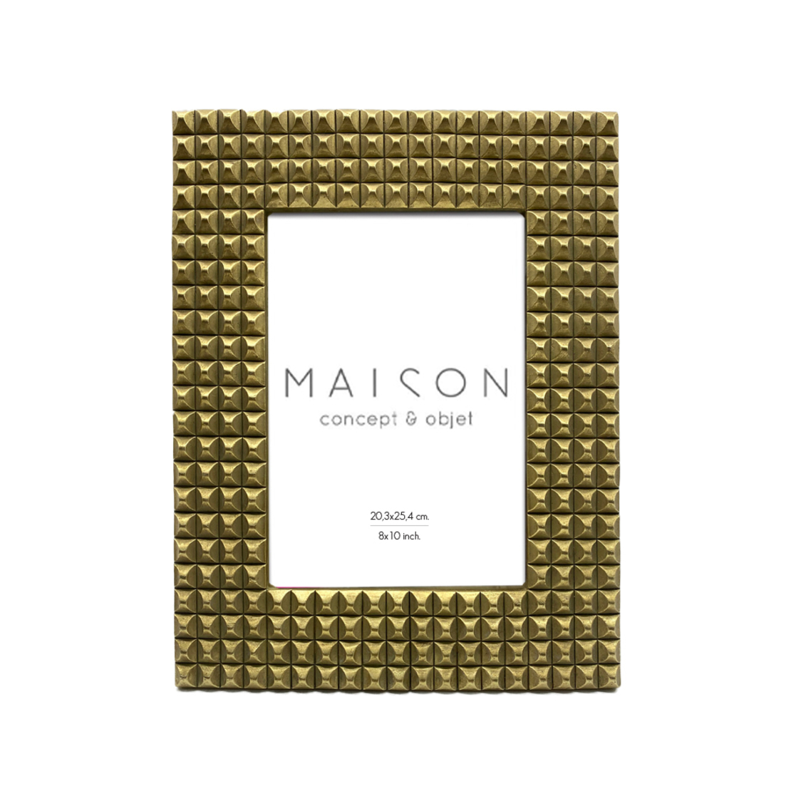 CUBIQUE B PHOTO FRAME POLYRESIN GLASS GOLD ANTIQUE
