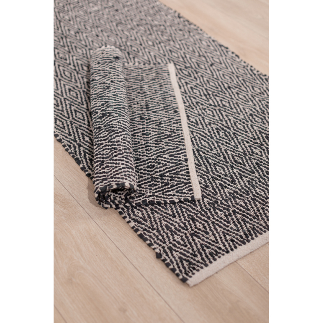 ROMBO CARPET LEATHER BLACK BEIGE 60x90cm IN