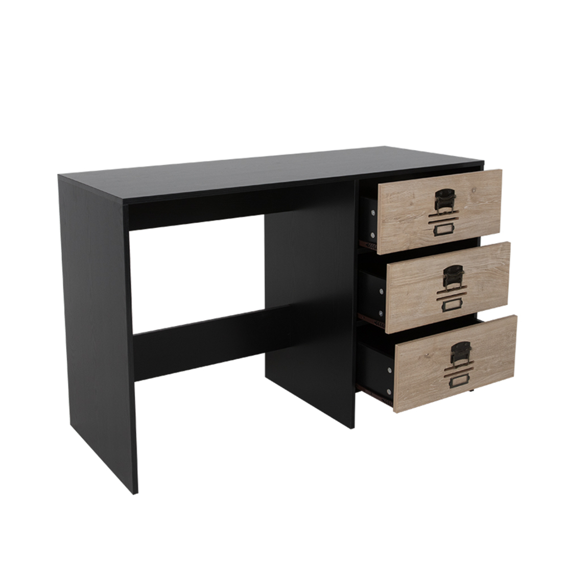 BLACKLY SLOT DESK 3DRAWERS CHIPBOARD WITH MELAMINE CARTA BLACK OAK SONOMA DECAPE 120x48xH76,5cm E1 PRC
