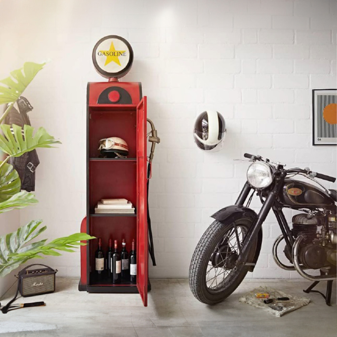 GASOLINE BOOKCASE TALL METAL RED 53x38xH193cm IN