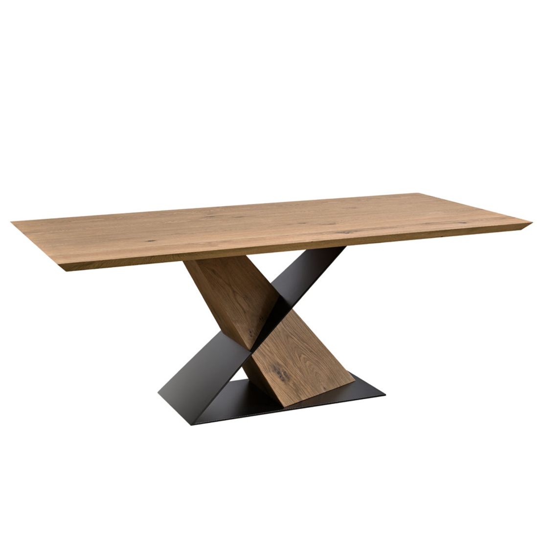 DELUX TABLE VENEER ΟΑΚ NATURAL METAL BLACK E1 PRC
