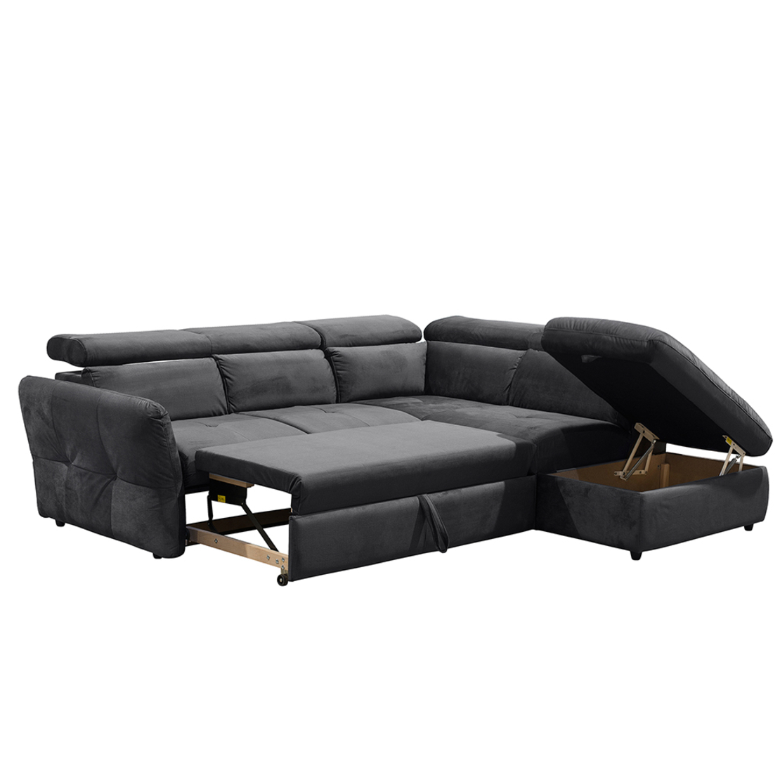 MONSERAT SOFA BED CORNER RIGHT EASY CLEAN FABRIC ANTHRACITE E1 EU