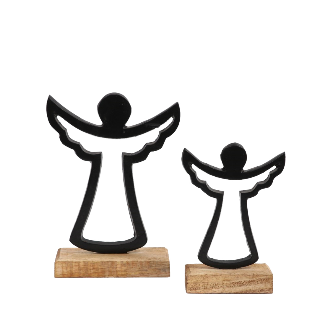 XMAS ADORN ANGEL ALUMINIUM WOOD MANGO BLACK NATURA