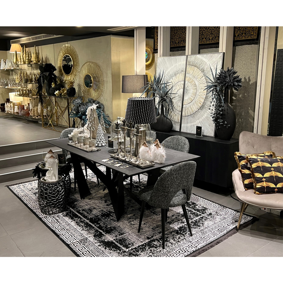 MEANDRA CARPET FABRIC BLACK GREY DARK 200x300xH1cm