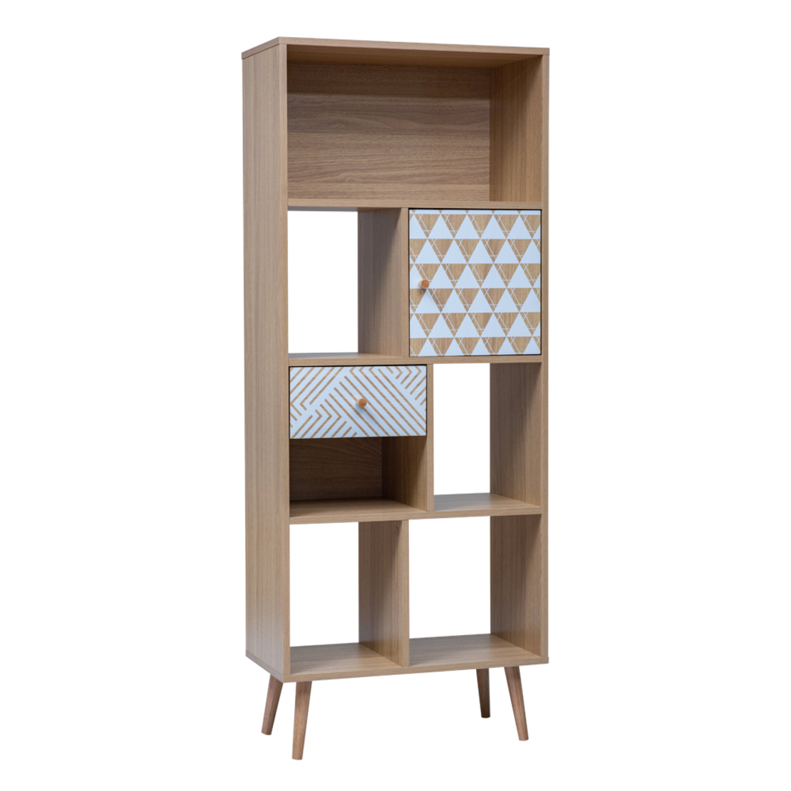 TRIANGLE BOOKCASE MELAMINE SONOMA WITH PATTERN 60x30xH150cm E1 PRC