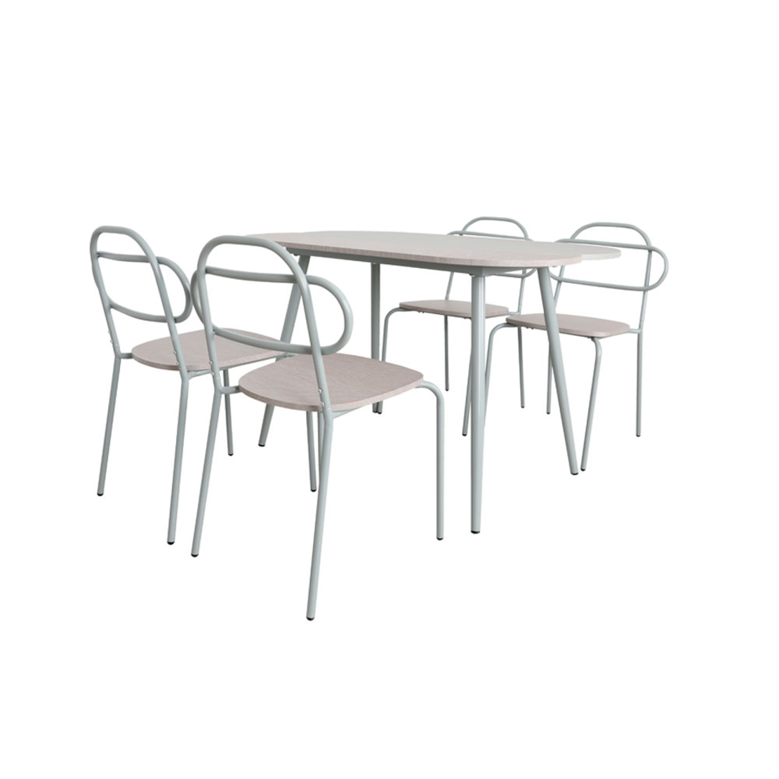 ITALIAN DINING SET 4+1 MELAMINE NATURAL LIGHT METAL GREY LIGHT 120x75x75 E1 PRC