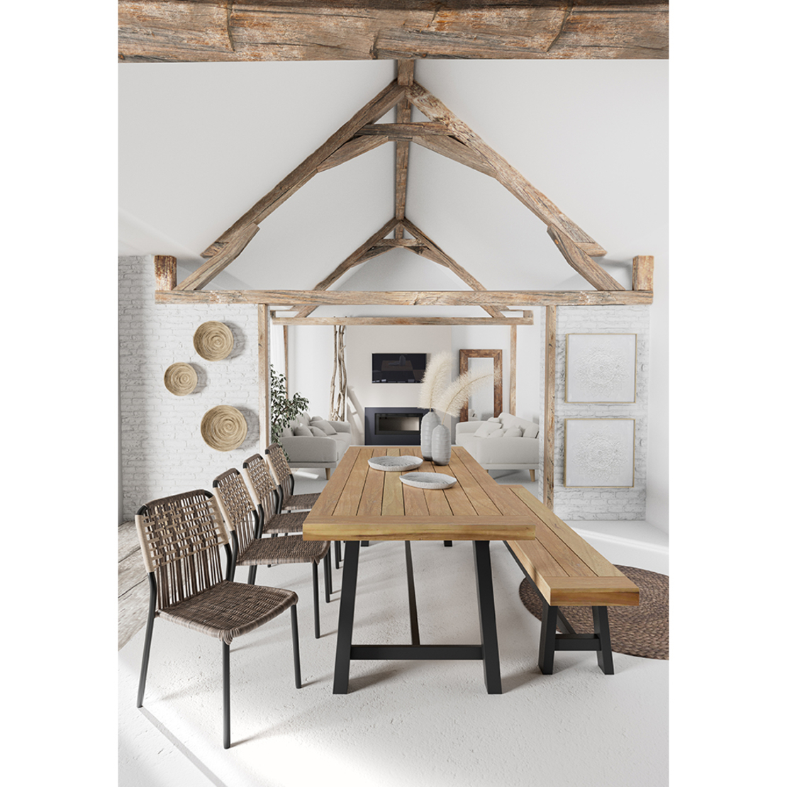 PANAMA BENCH WOOD ACACIA NATURAL BLACK 188x37xH45,5cm VN