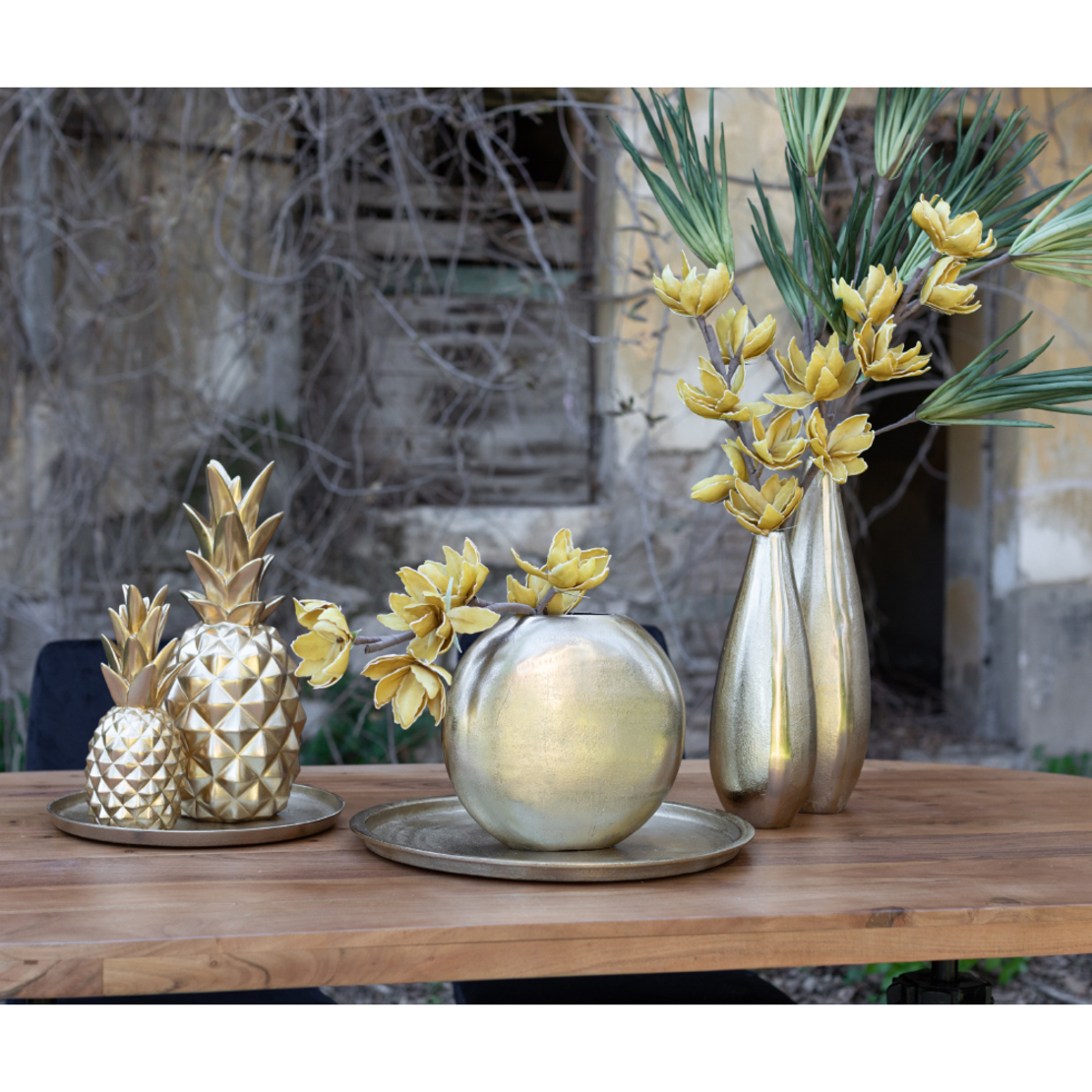 BALLON VASE ALUMINIUM GOLD 28x27xH8cm IN