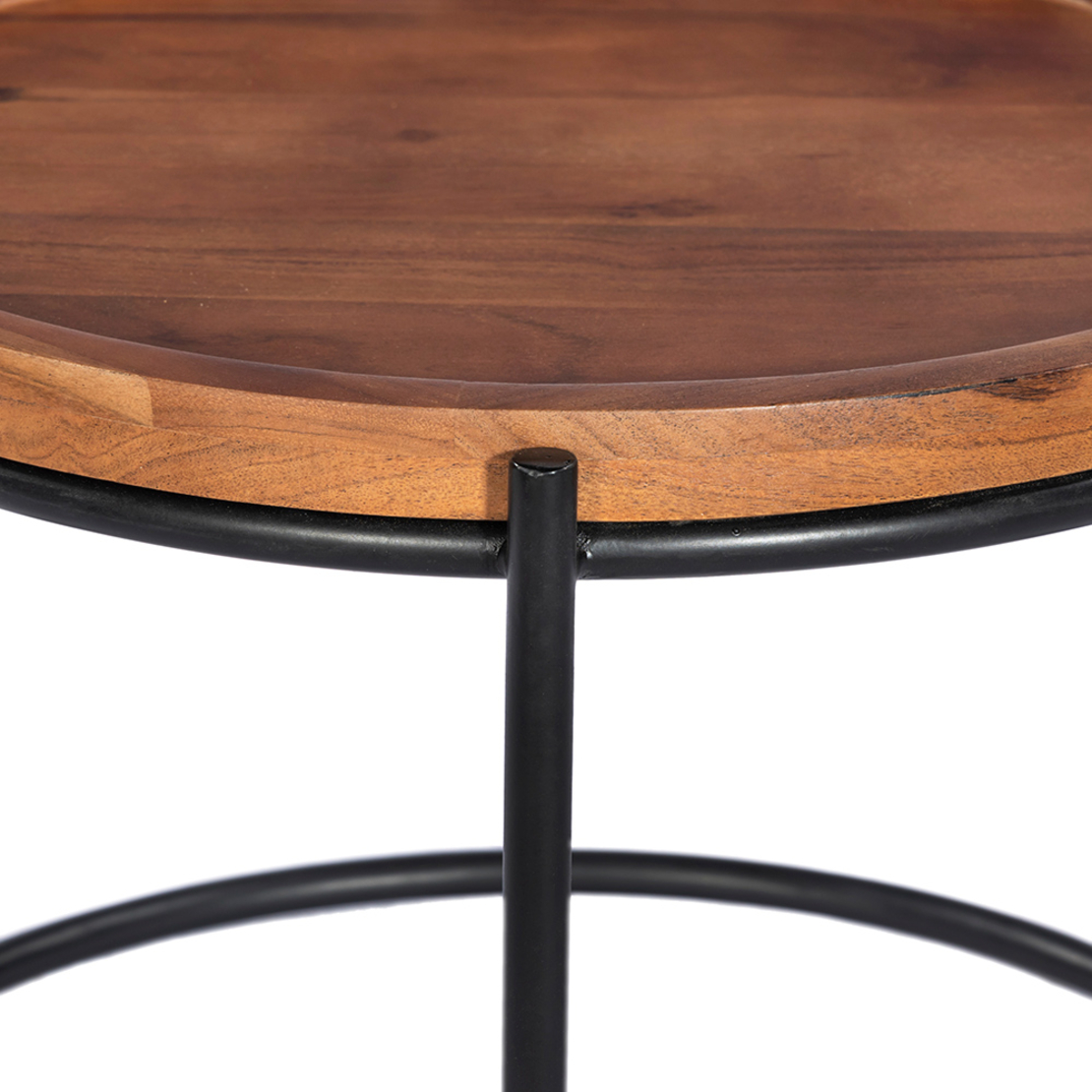 CELLINI COFFEE TABLE SET 2PCS WOOD ACACIA WALNUT LIGHT METAL BLACK 70x70xH43cm IN