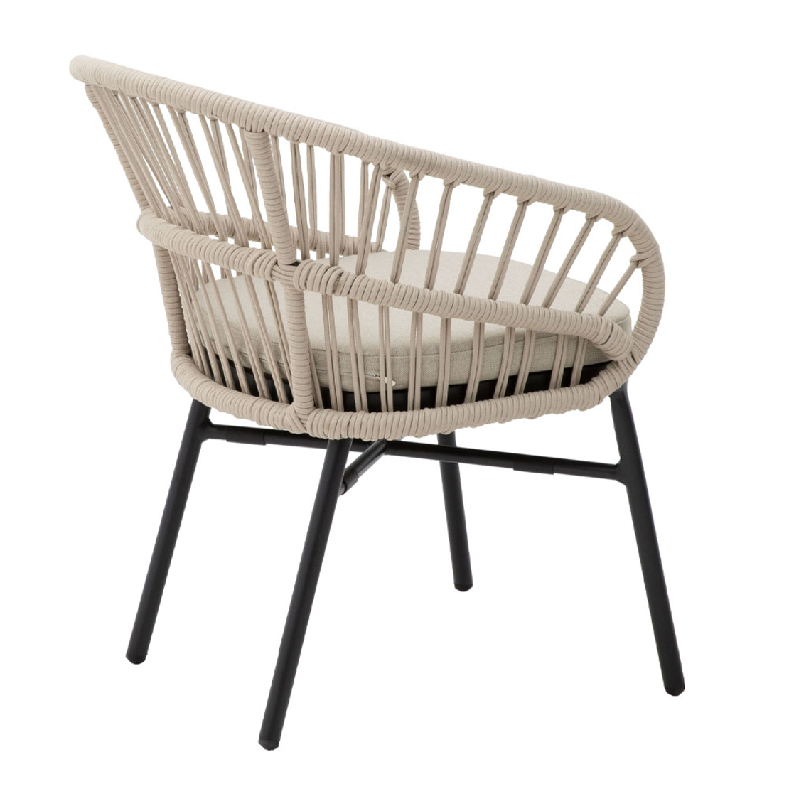 LUNA ARMCHAIR CUSHION ALUMINIUM BLACK NATURAL 58x65xH78cm PRC