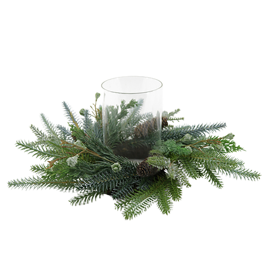XMAS GABOON CANDLE HOLDER PVC PE GREEN D46xH20cm P