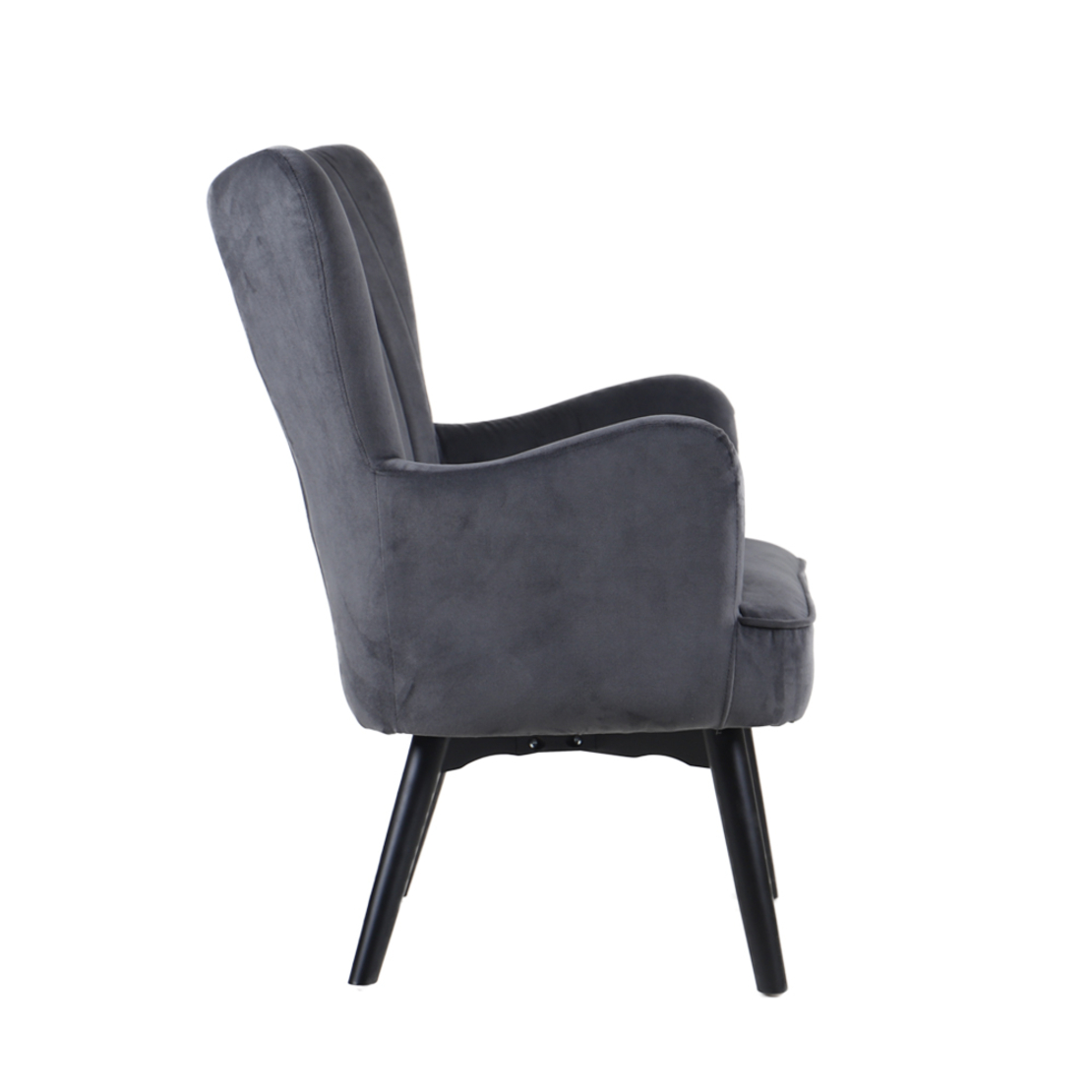 BELLA ARMCHAIR FABRIC GREY WOOD BLACK E1 PRC