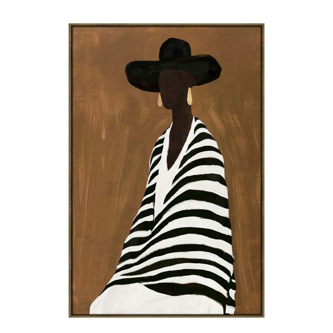 TIMELESS ELEGANCE C PAINTING DECORATIVE WITH FRAME 80x120x4 CANVAS BROWN BEIGE PP BLACK