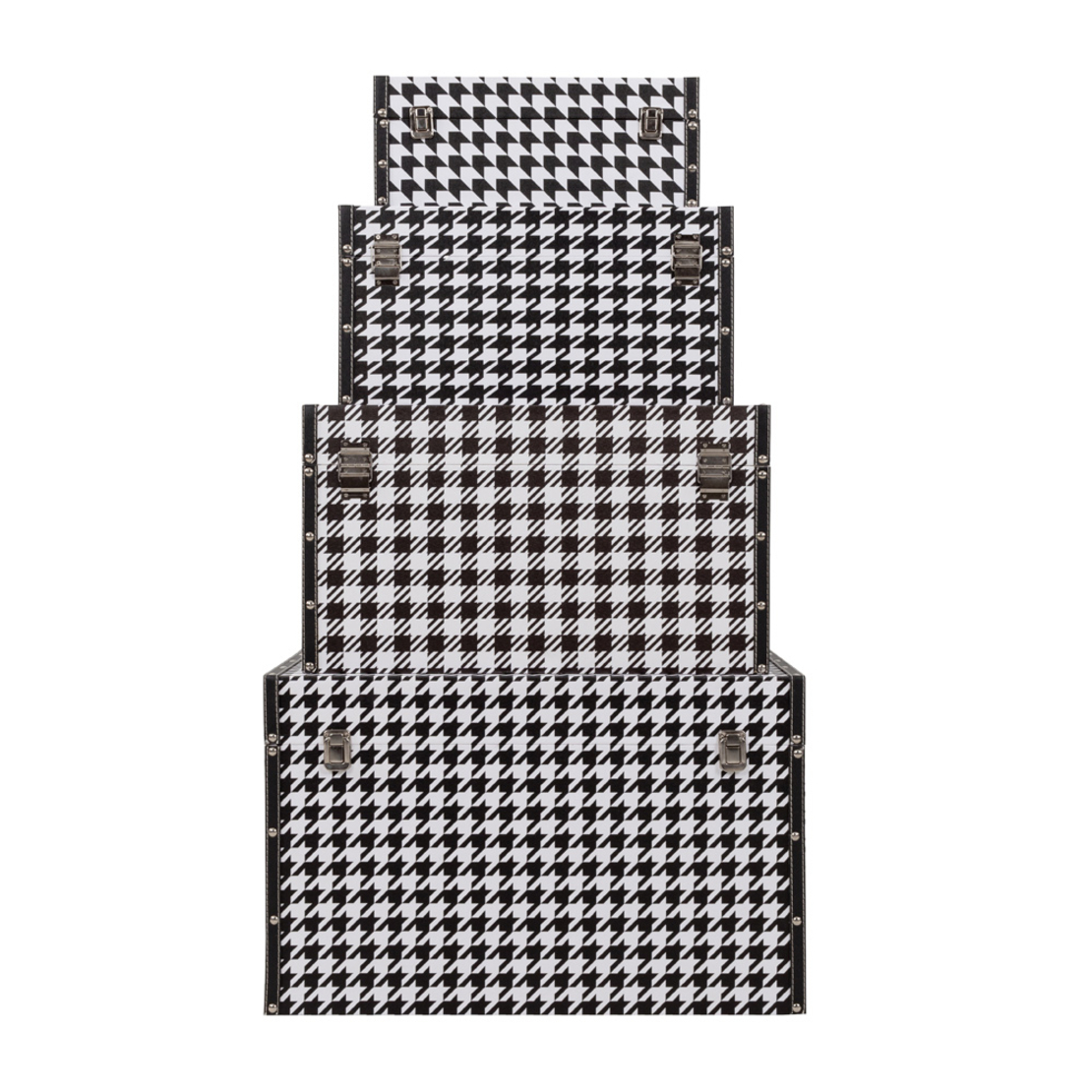 FERRE CHESTS SET 4PCS CANVAS BLACK WHITE MDF 64x40xH40cm E1 PRC