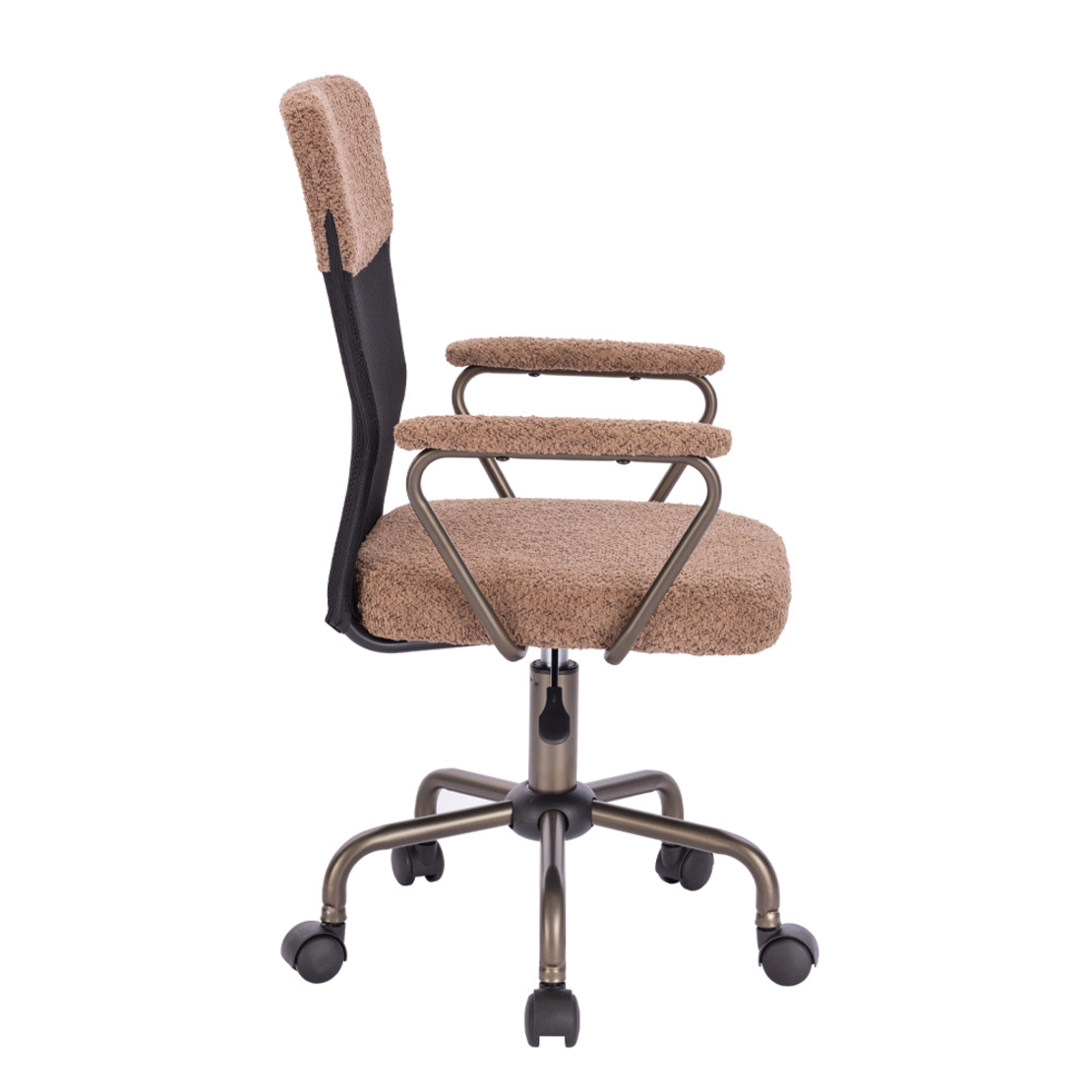 BELL CHAIR DESK FABRIC BROWN LIGHT GUNMETAL 54x52x