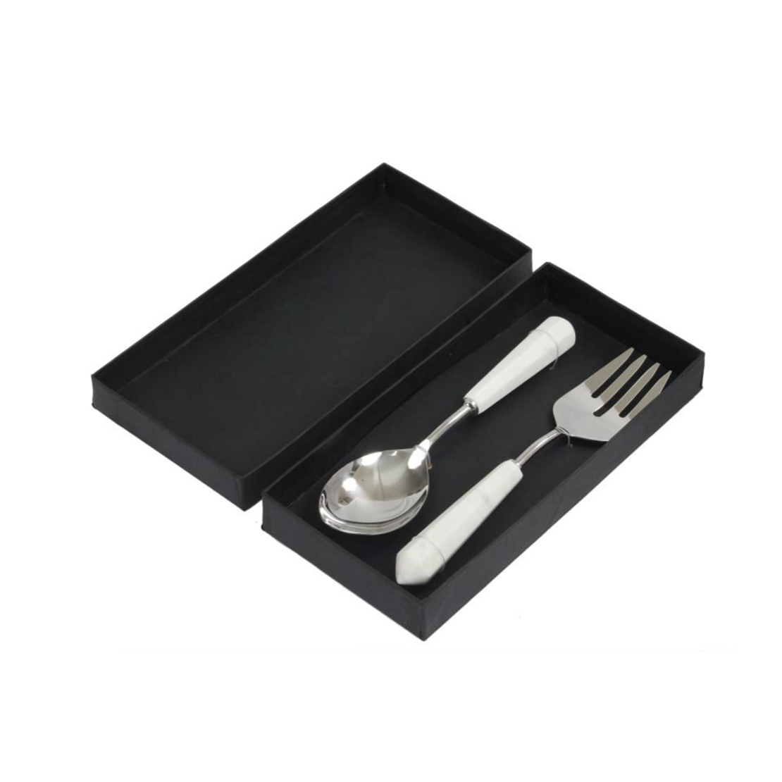 MARMO SERVING SET STEEL MARBLE WHITE 28x6,5xH2,5cm