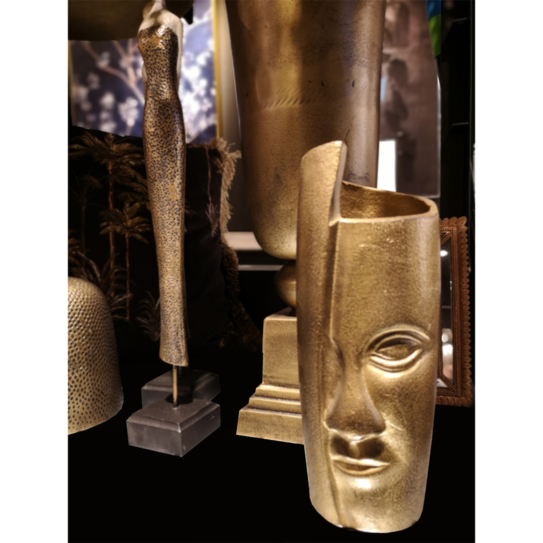 KEREN VASE ALUMINIUM GOLD ANTIQUE D10xH25cm IN