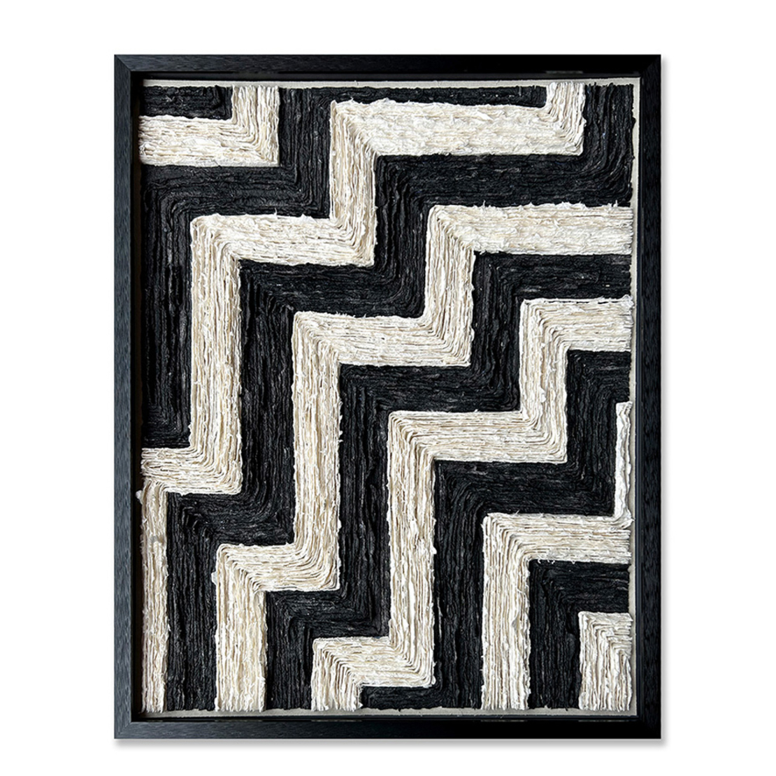 EARTH CRAFT PAINTING PAPER BLACK BEIGE GLASS FRAME