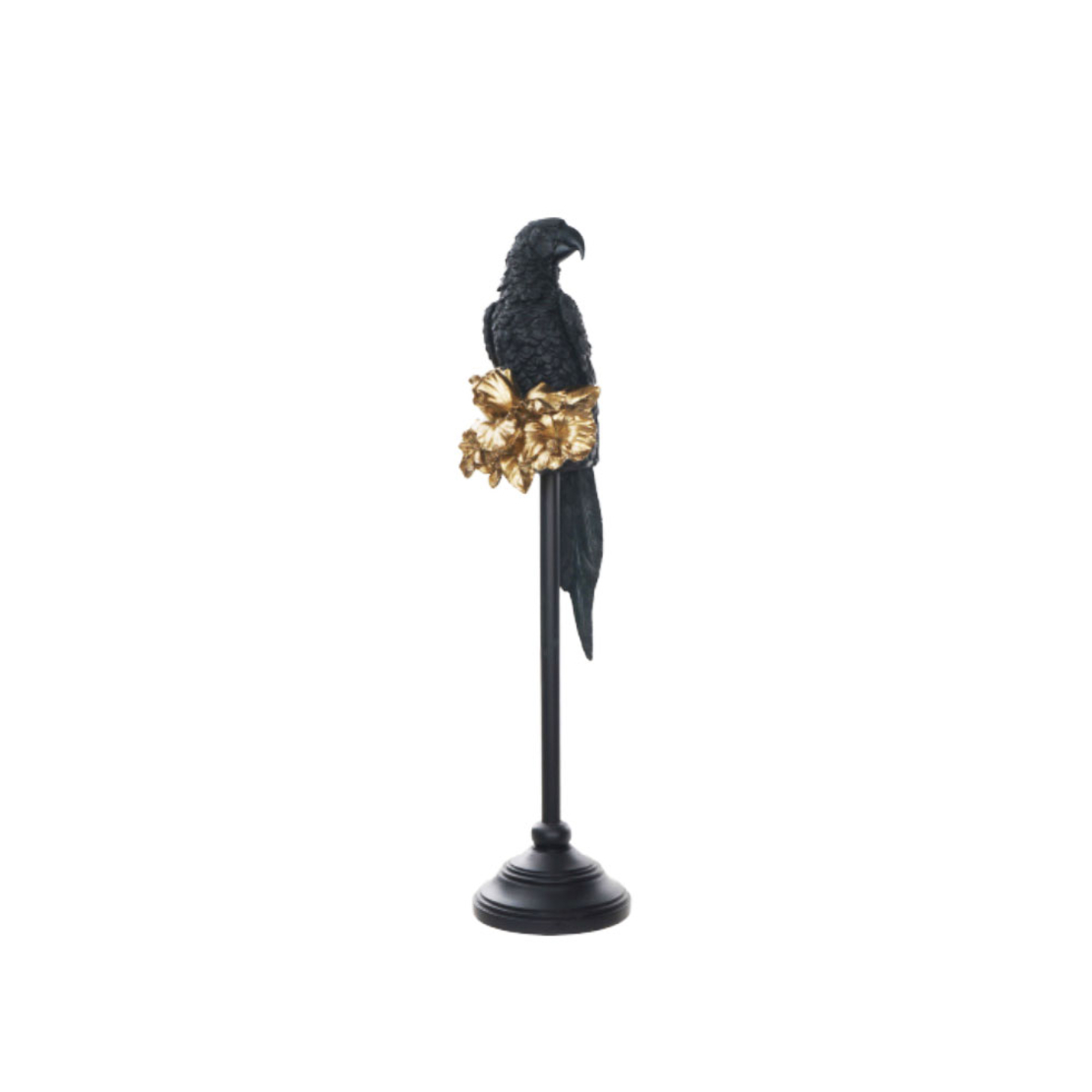 PERROQUET 2 DECO PARROT POLYRESIN BLACK GOLD 14,5x