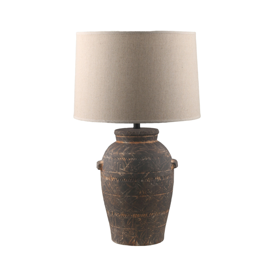 KNOSSOS LAMP TABLE 25x23x65 CERAMIC BROWN TERRACOTTA LINEN BEIGE