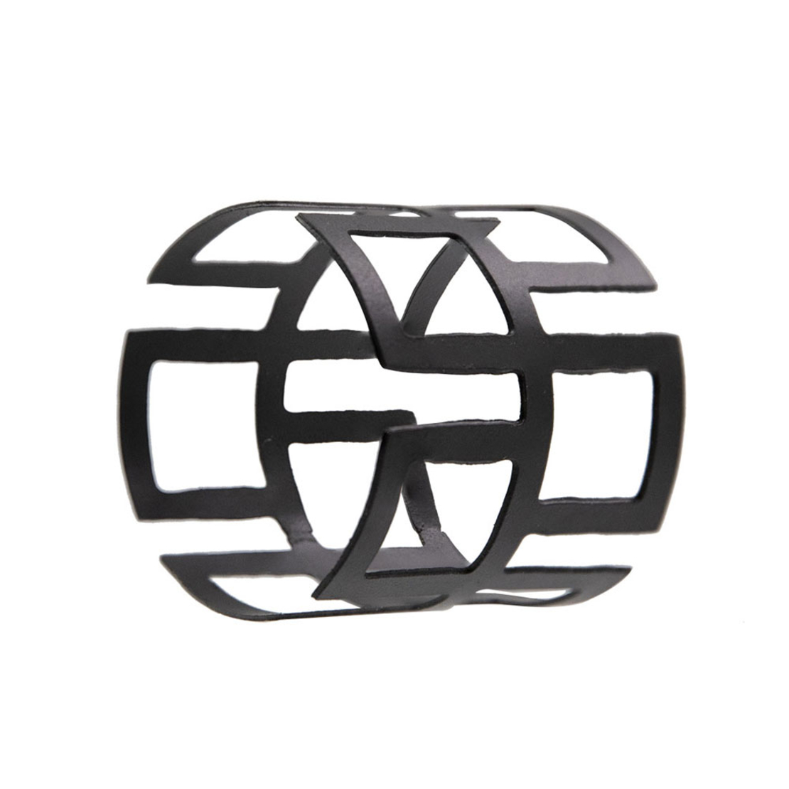 QUADRATE CASE NAPKIN RING METAL BLACK 4x4xH4cm IN