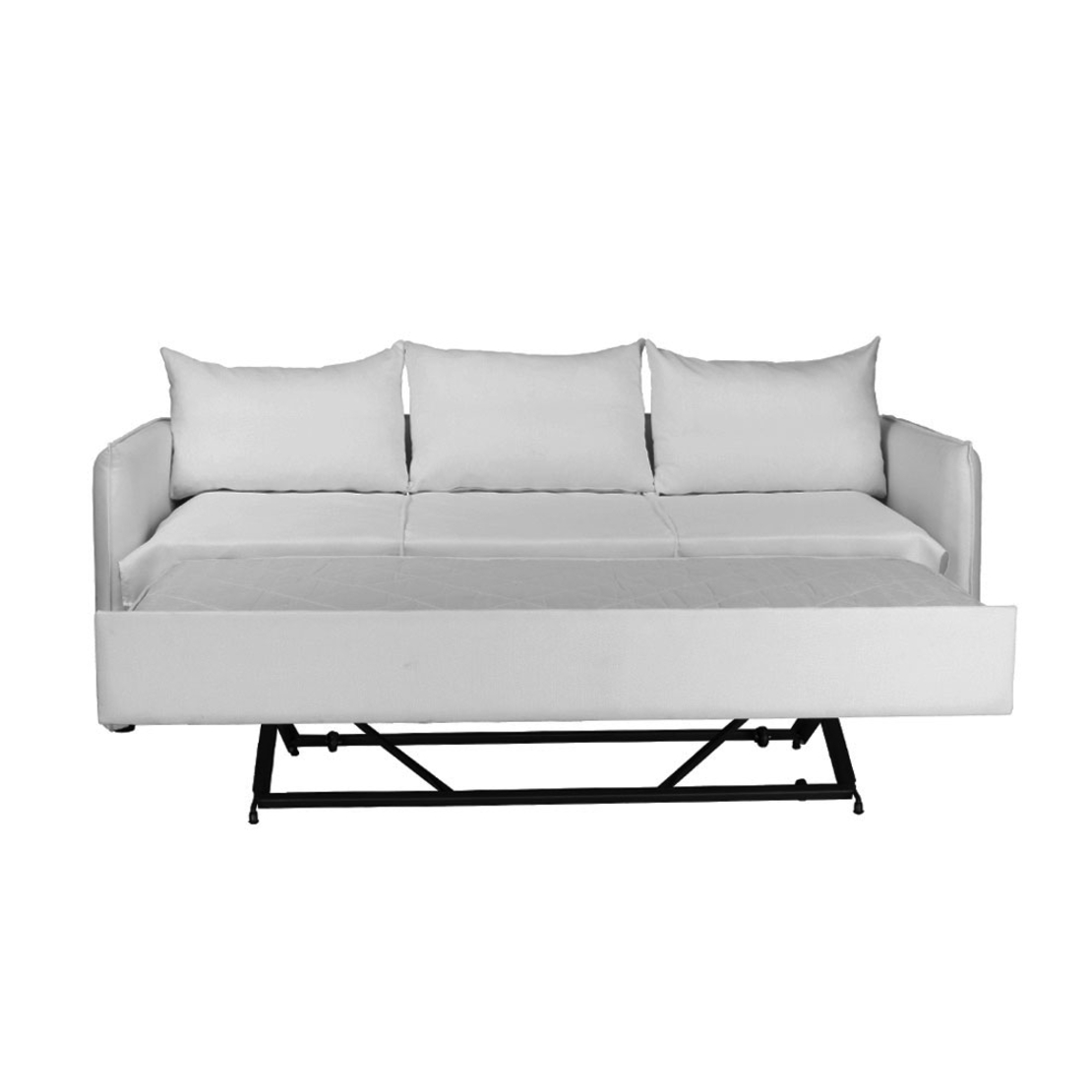 ISLAND SOFA 3SEAT REMOVABLE COVER WITH MECHANISM AND 2 MATTRESS EASY CLEAN FABRIC GREY LIGHT POLO1321 E1 GR