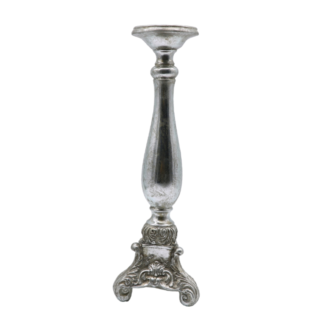 GABI CANDLE HOLDER POLYRESIN SILVER D12xH37cm PRC