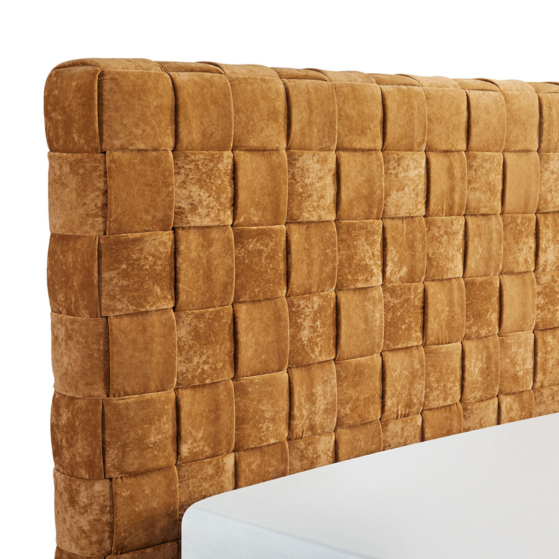 BALZAK BED (FOR MATTRESS 160x200cm) FABRIC CAMEL E1 PRC