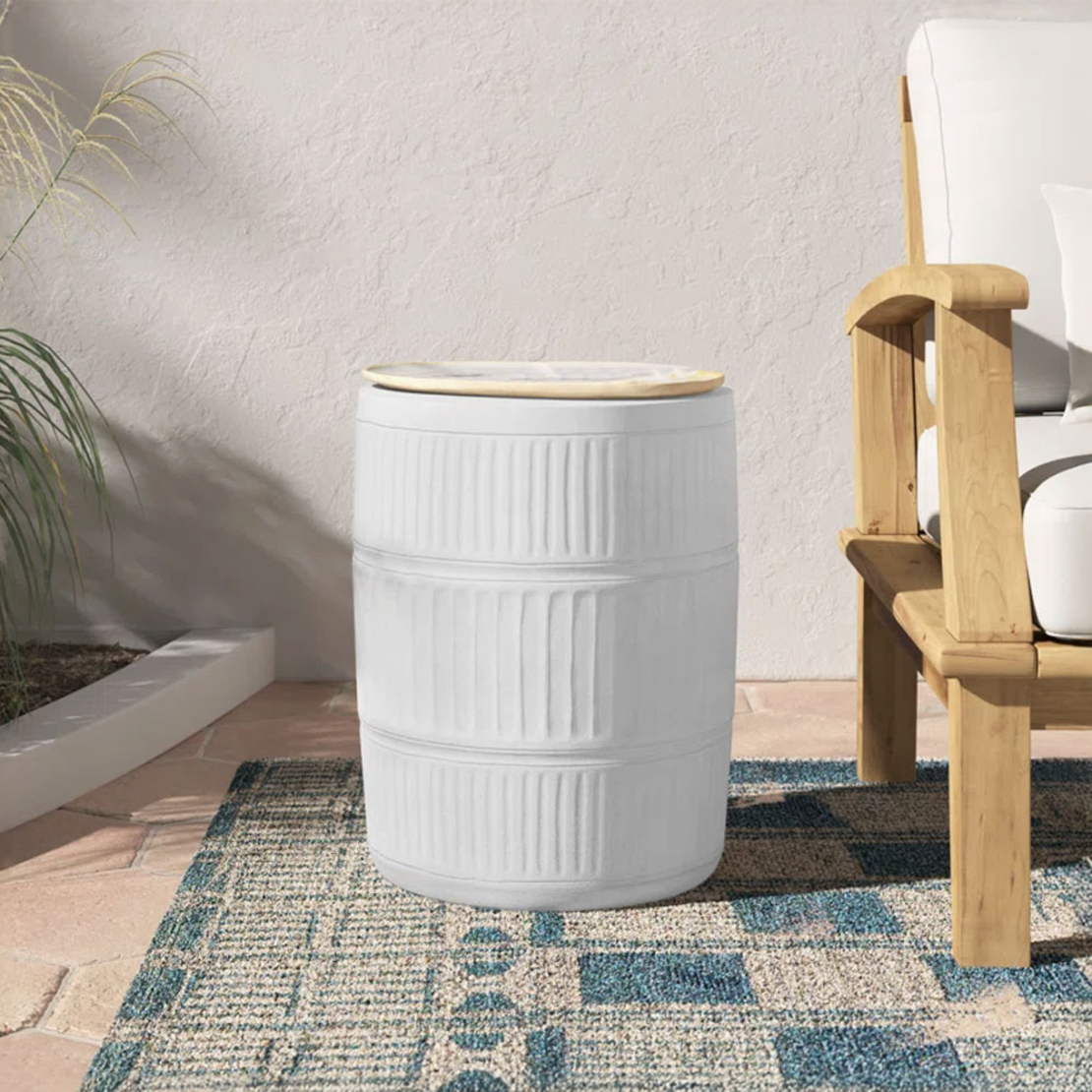 GEOMETRICAL 1 SIDE TABLE MgO WHITE 38x38xH47cm PRC
