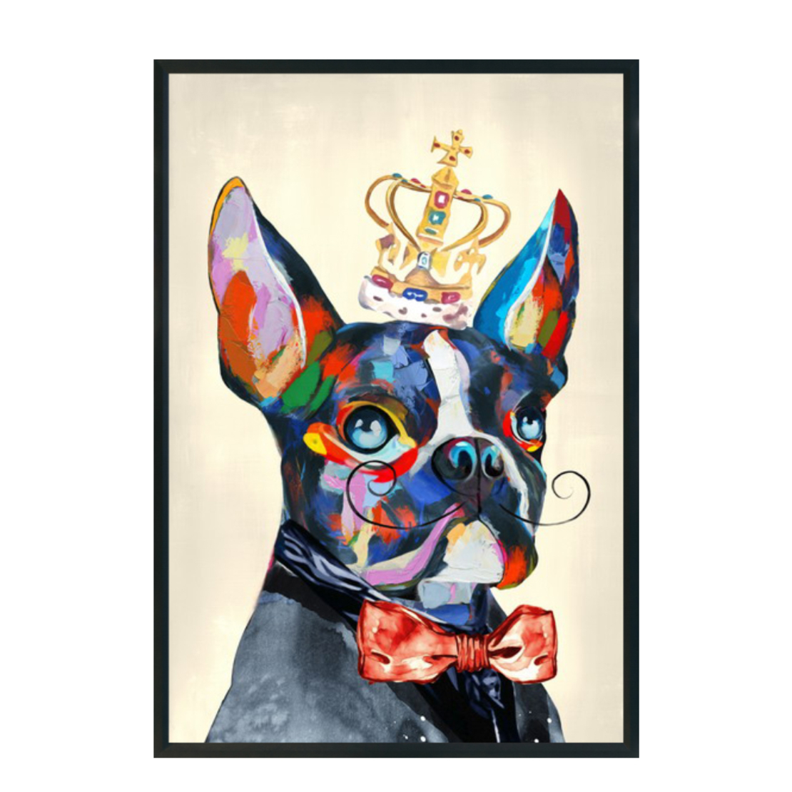 KING DOG PAINTING CANVAS MULTICOLOR WOOD FRAME BLA