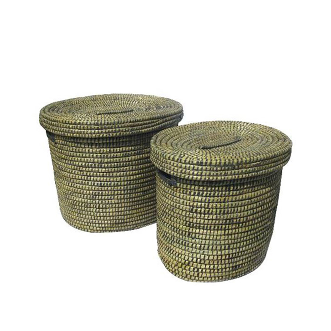 KENYA BASKET WITH LID SET 2PCS KANSGRASS PVC NATUR