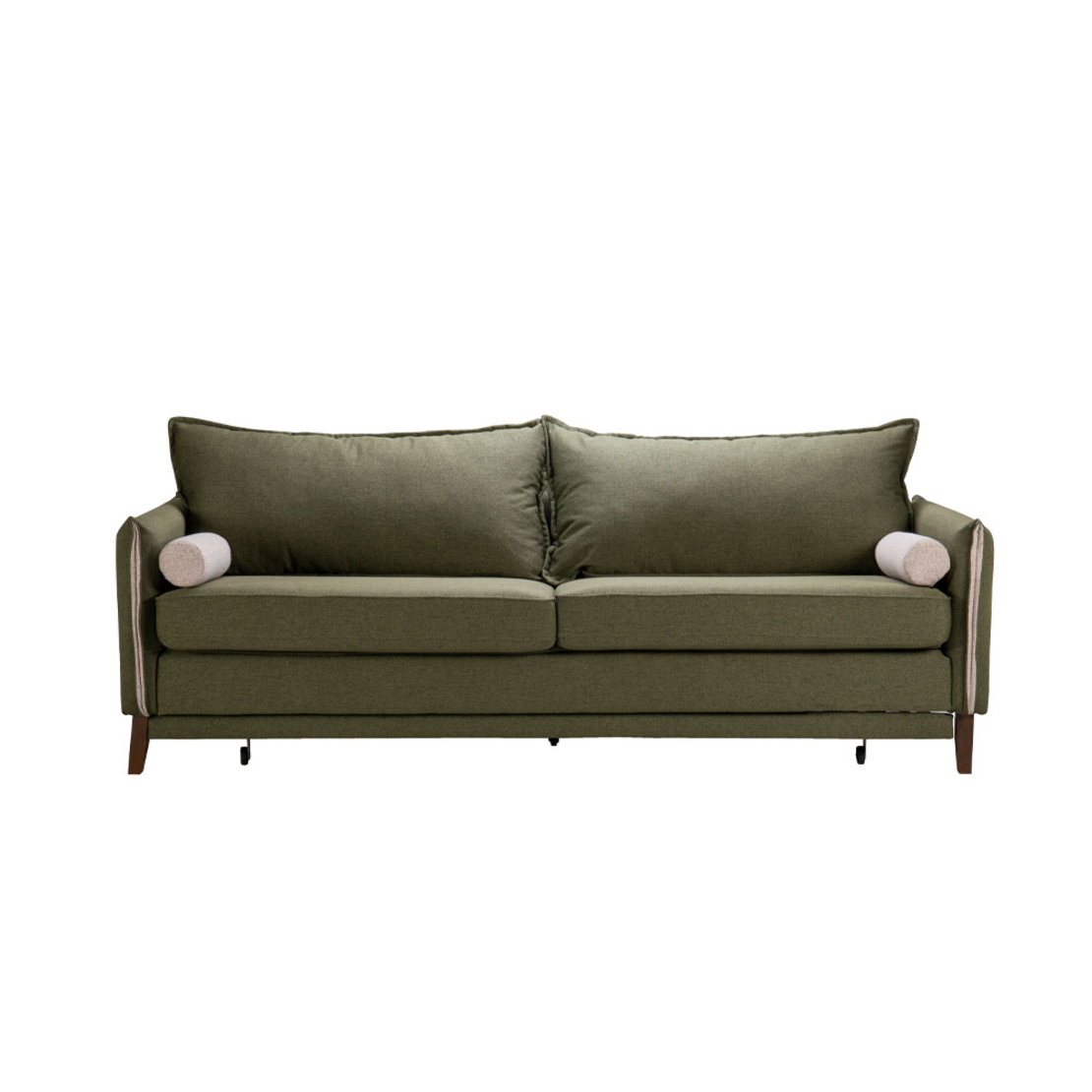 COMMODO SOFA BED 3SEAT EASY CLEAN FABRIC OLIVE GREEN GREY E1 EU