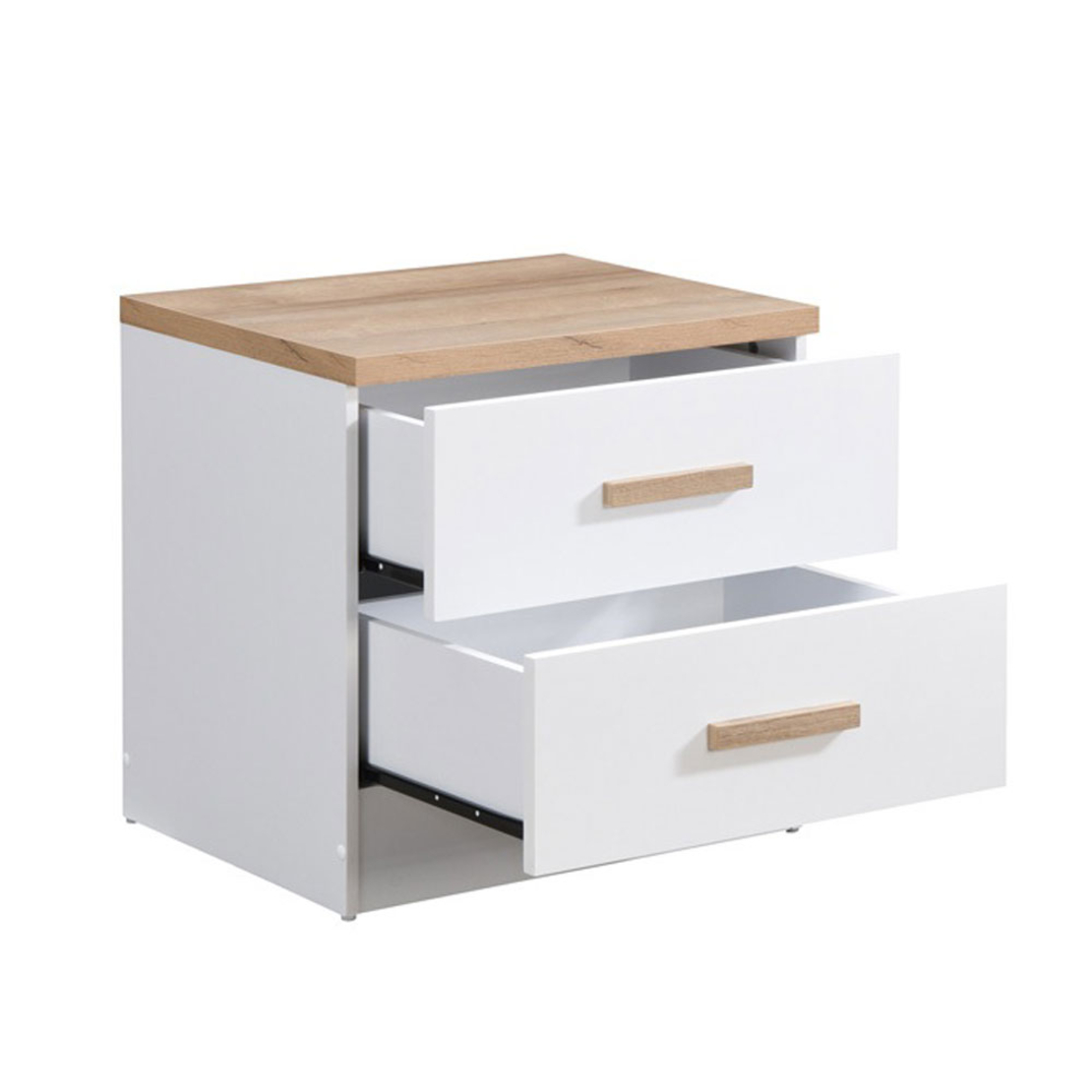 PRACTICO NIGHTSTAND 2DRAWERS CHIPBOARD WITH MELAMINE CARTA NATURAL WHITE E1 MY