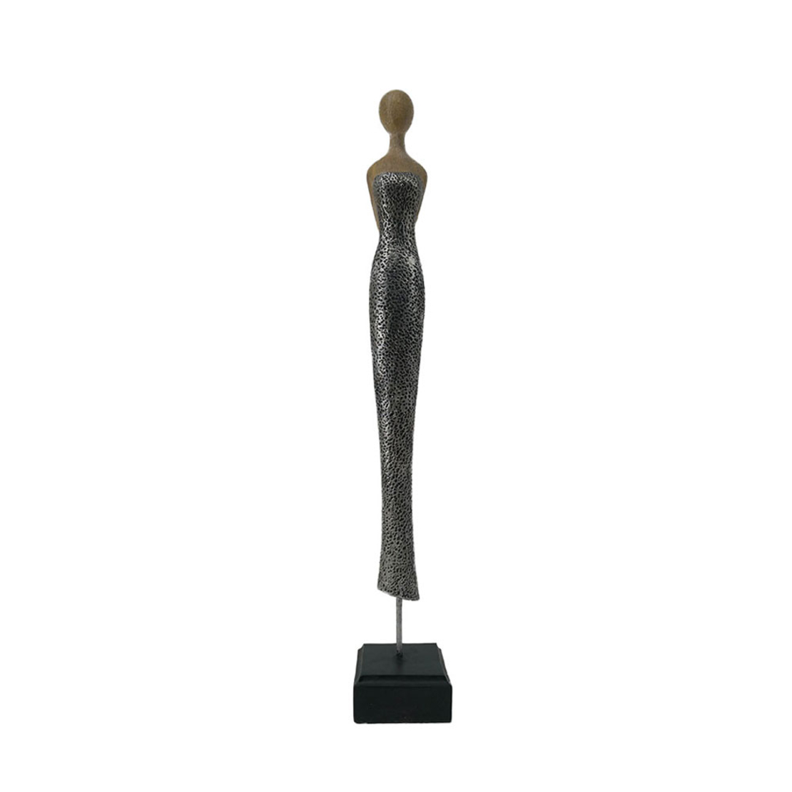 ACCUEIL 2 DECO FIGURE POLYRESIN BEIGE SILVER BLACK