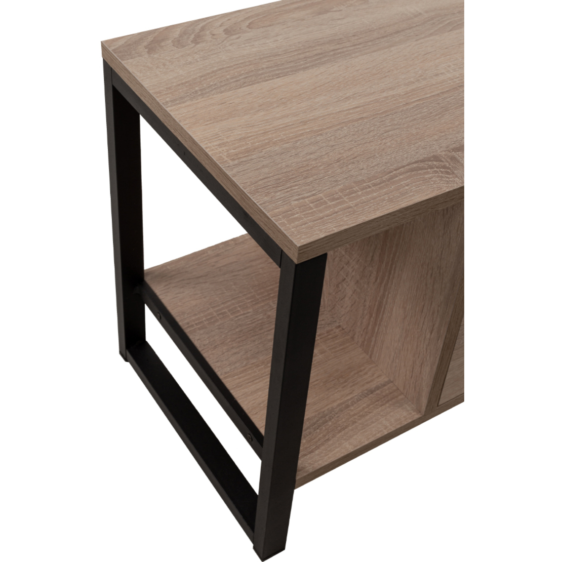 SPACE TV STAND 2SHELVES1DRAWER MELAMINE SONOMA BLACK METAL 120x35xH45cm E1 TR