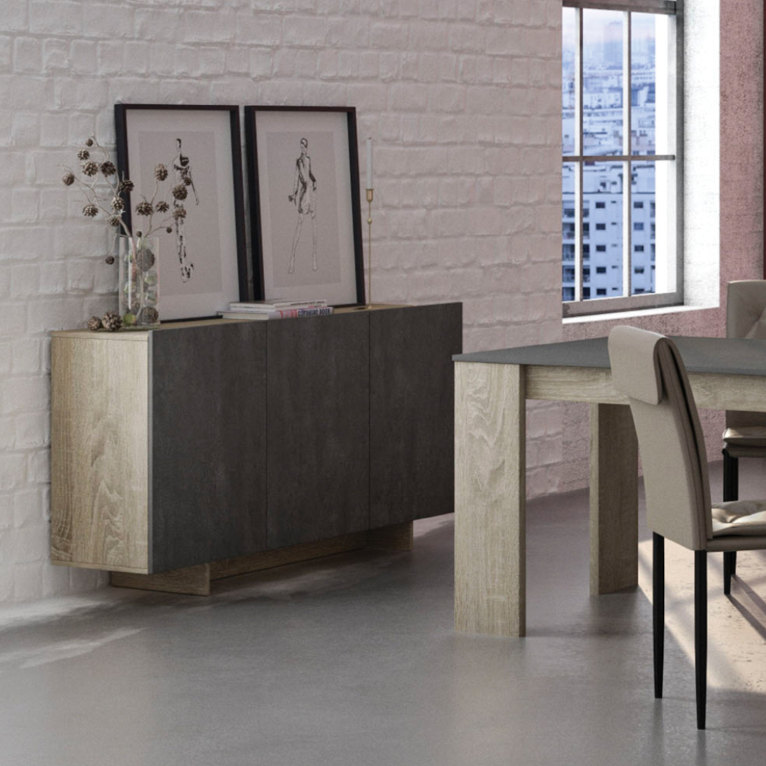 INTRO SIDEBOARD MELAMINE SONOMA DARK CEMENT DARK 150x40xH79,5cm E1 EU