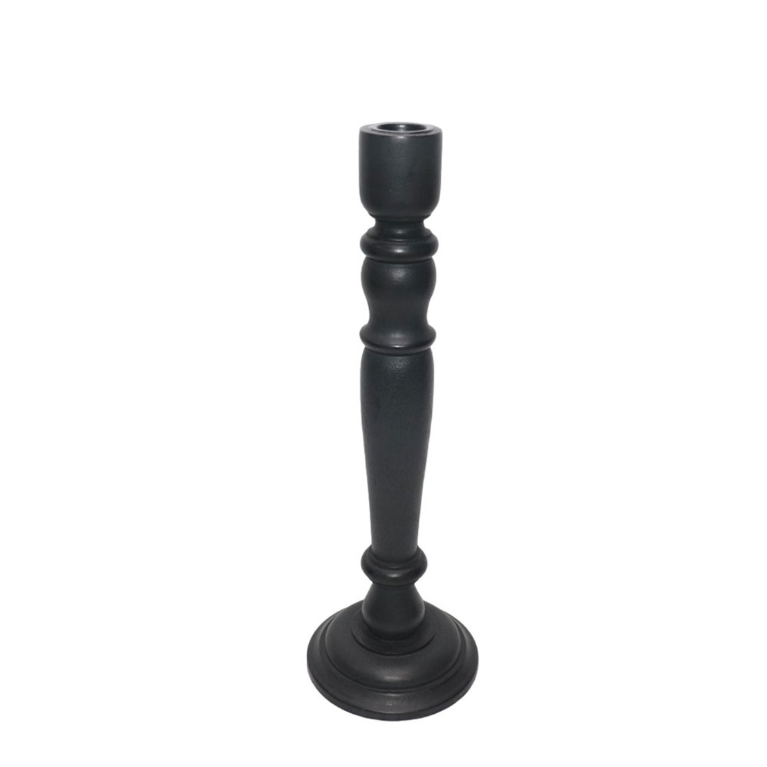CLASSIC CANDLE HOLDER WOOD BLACK D10xH31cm IN