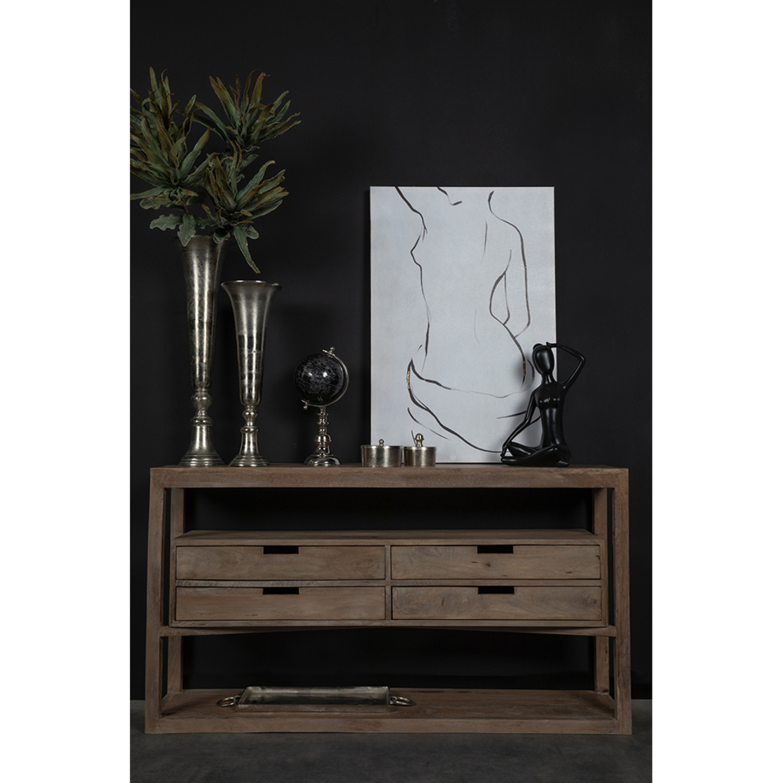 FIGURA PAINTING CANVAS WHITE BLACK WOOD 60x90xH4,5