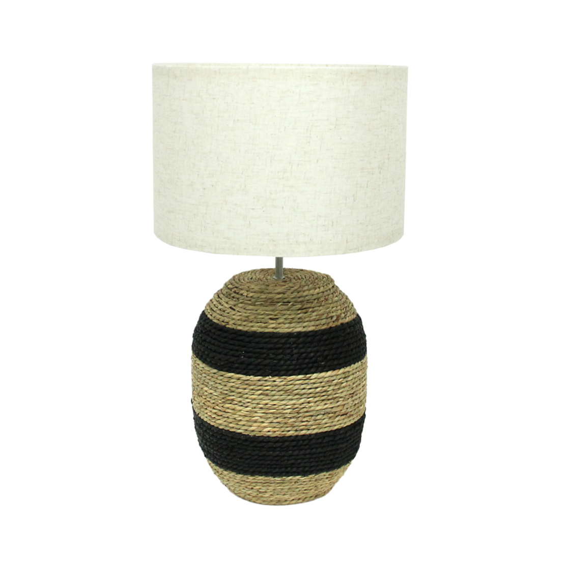 NUBIA LAMP TABLE 30x30x53 ROPE NATURAL BLACK FABRIC BEIGE