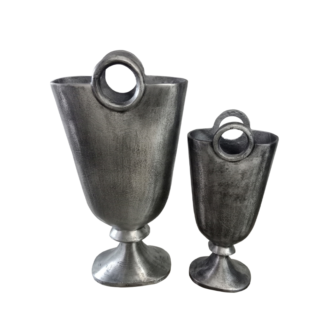 RENGO VASE SET 2PCS ALUMINIUM SILVER ANTIQUE 26_18