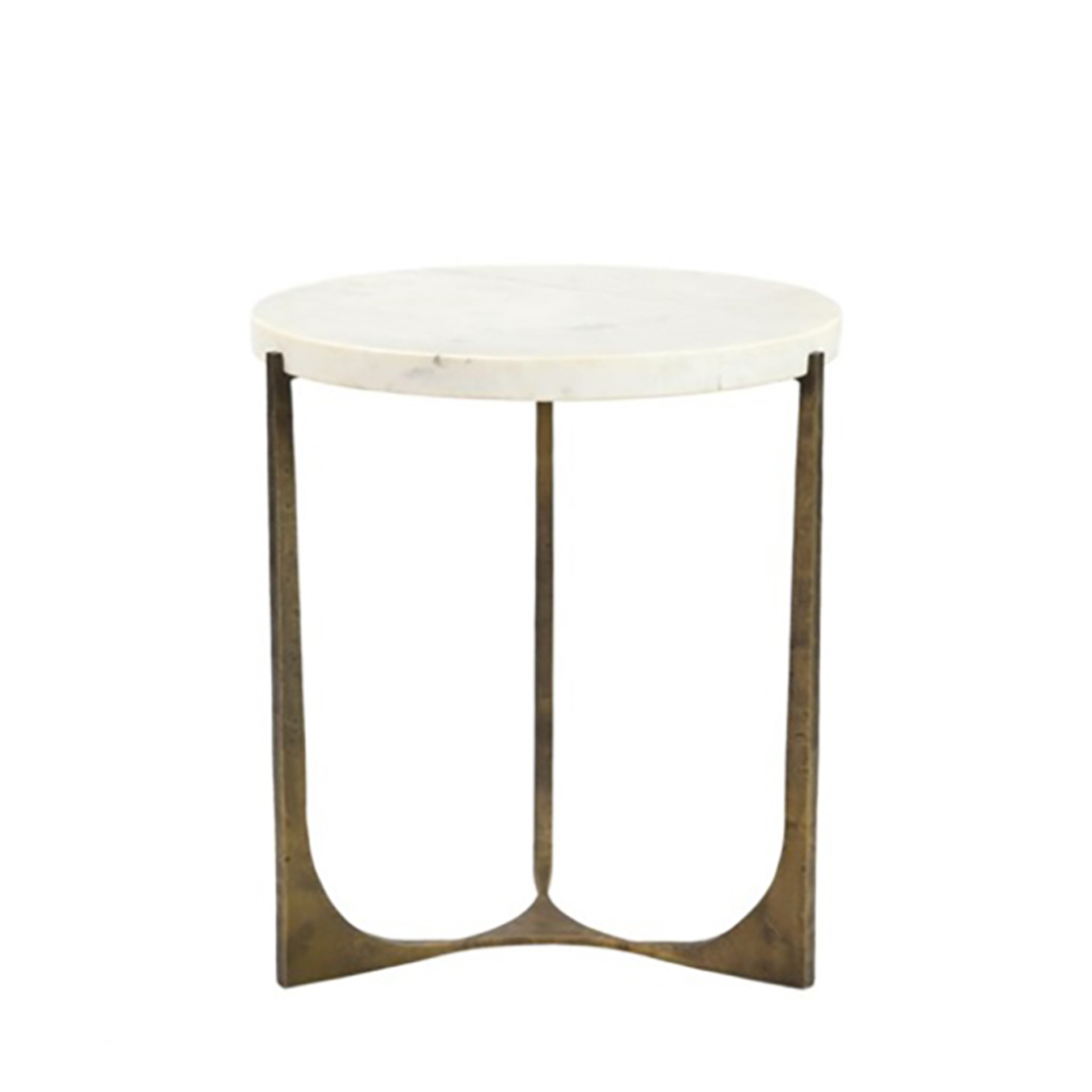 BLANCHE SIDE TABLE MARBLE WHITE METAL BRASS ANTIQUE 55x55xH61cm IN