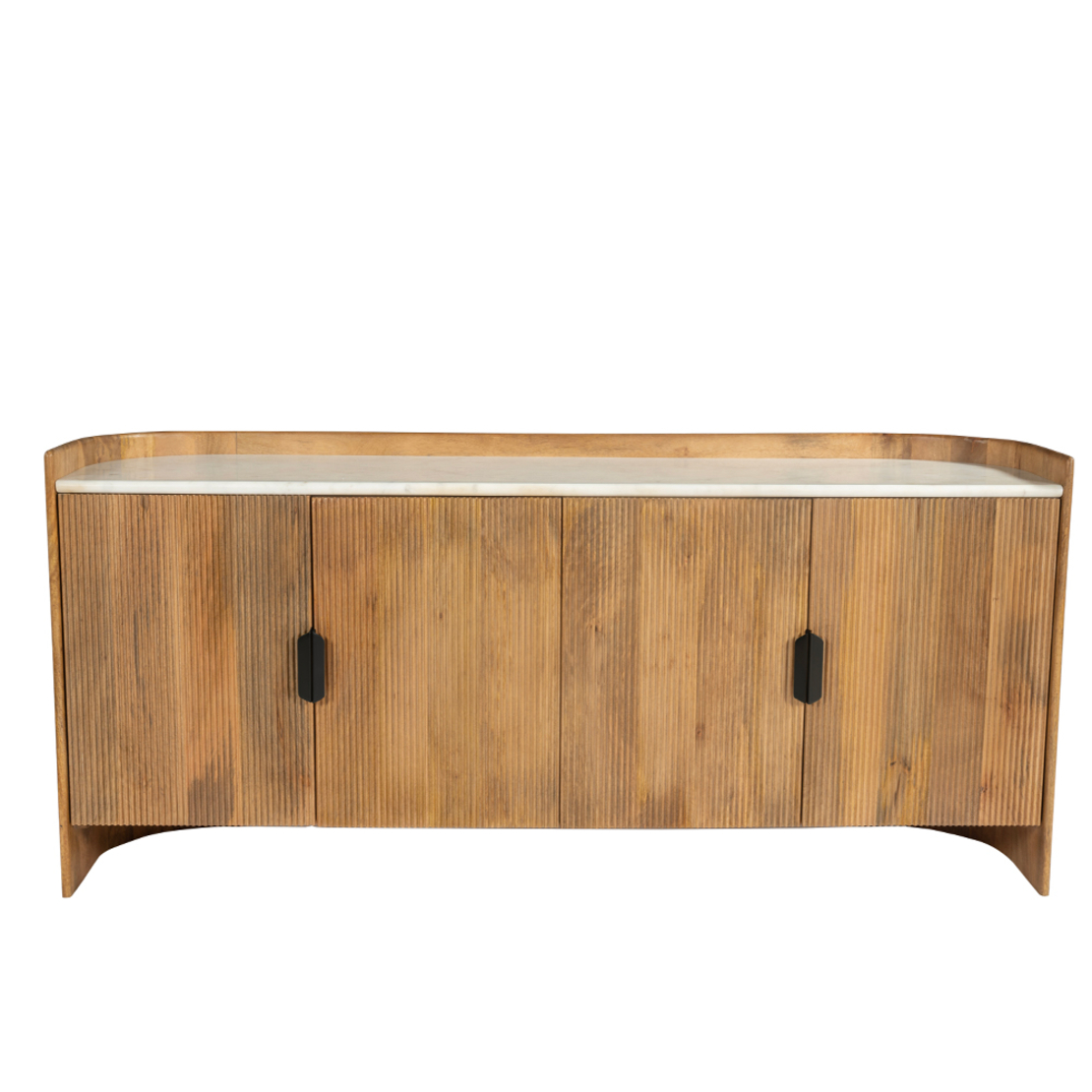 ORGANIC BITTER SIDEBOARD 4DOORS WOOD MANGO WALNUT WHITE MARBLE 165x45x75 IN