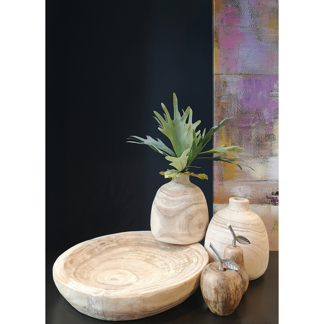 MALLO DECO APPLE WOOD MANGO NATURAL SILVER D14xH20