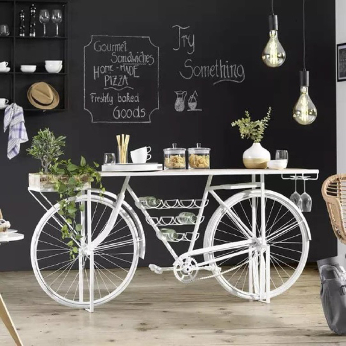 CYCLING CONSOLE METAL OFF WHITE NATURAL WOOD MANGO