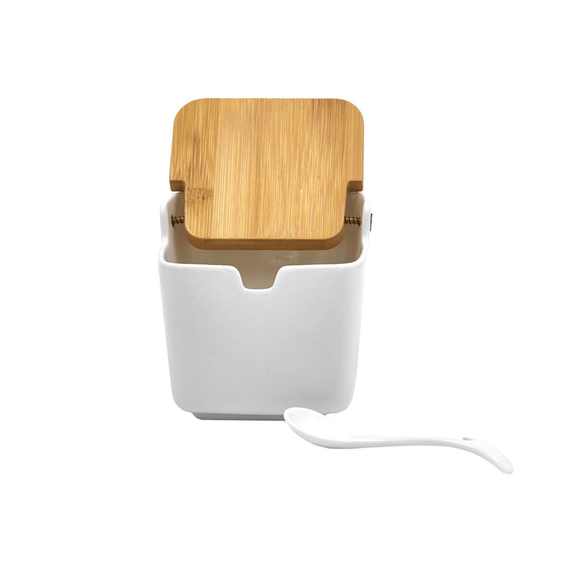 CURVE STORAGE JAR WITH LID PORCELAIN BAMBOO WHITE