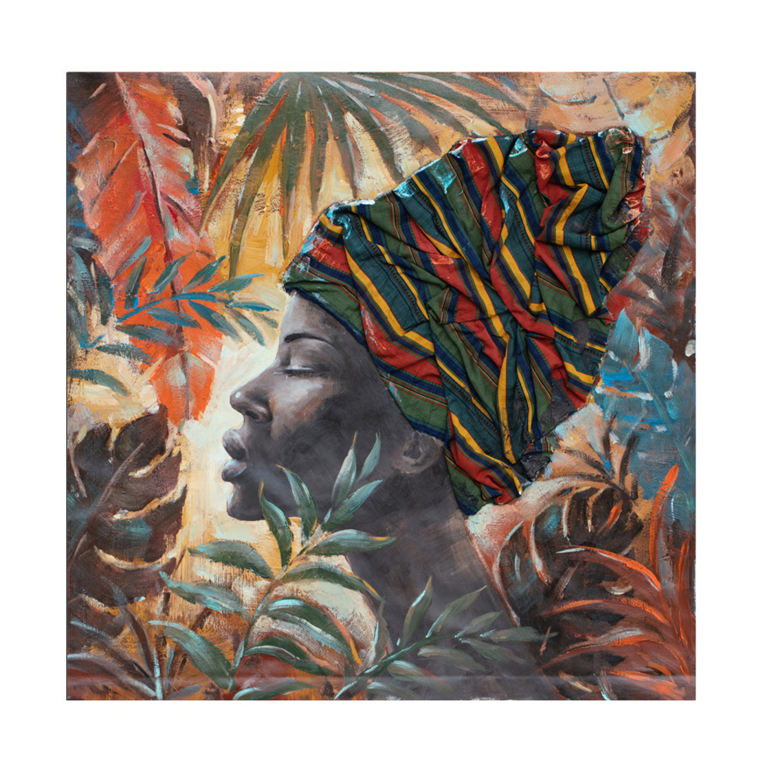 JUNGLE LADY 3 DECO PAINTING CANVAS MULTICOLOR 80x8