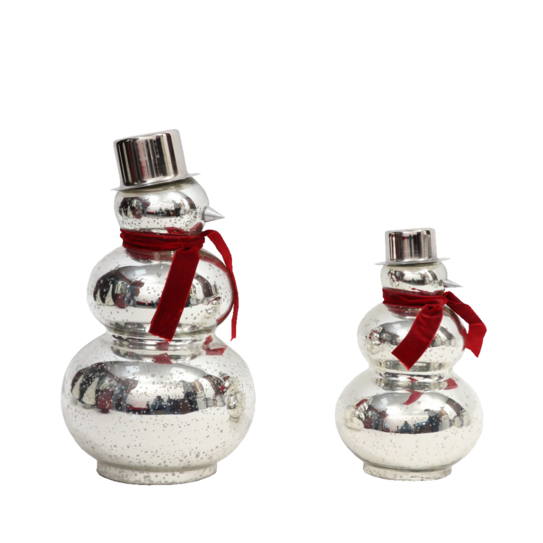 XMAS JUNIPER SNOWMAN GLASS SILVER D14xH26cm IN