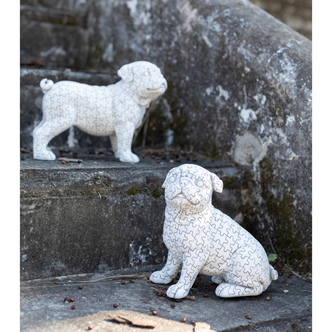 PUZZLE 1 DECO DOG POLYRESIN WHITE BLACK 22,5x11,6x